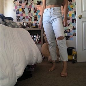 American Eagle distressed mom jeans